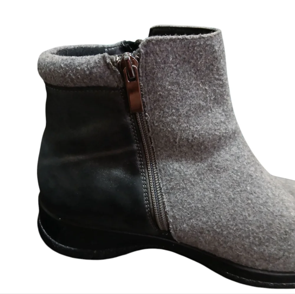 Drew Kool Wide Width Fabric Leather Double Zip Ankle Grey Boots 7.5 WW